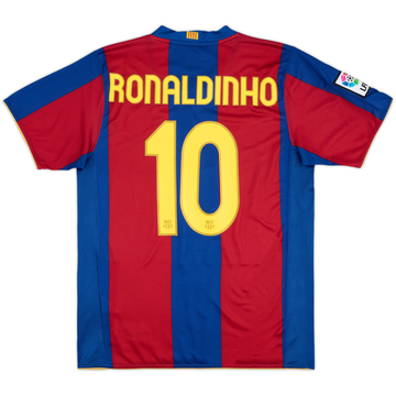 2007-08 Barcelona Home Shirt Ronaldinho #10 - 8/10 - (M)