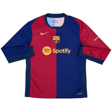 2024-25 Barcelona Home L/S Shirt - 9/10 - (L)