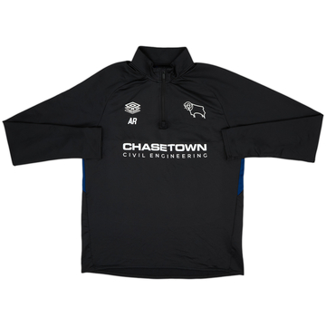 2018-19 Derby County Staff Issue Umbro 1/4 Zip Training Top AR - 8/10 - (L)