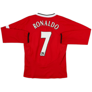 2002-04 Manchester United Home L/S Shirt Ronaldo #7 - 6/10 - (M.Boys)