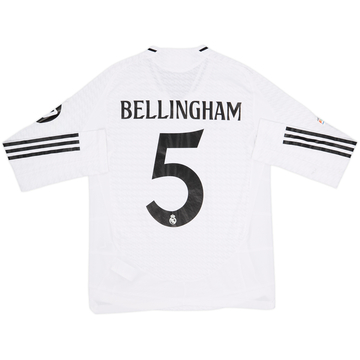 2024-25 Real Madrid Authentic Home L/S Shirt Bellingham #5 - 7/10 - (M)