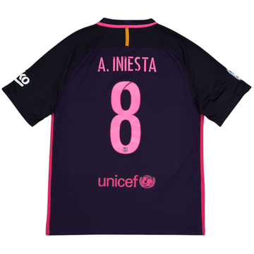 2016-17 Barcelona Away Shirt A.Iniesta #8 - 8/10 - (L)