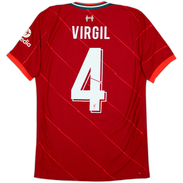 2021-22 Liverpool Authentic Home Shirt Virgil #4 - 9/10 - (S)