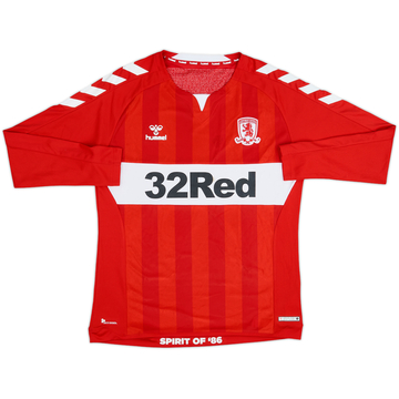 2018-19 Middlesbrough Home L/S Shirt - 7/10 - (L)