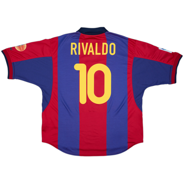 2000-01 Barcelona Home Shirt Rivaldo #10 - 9/10 - (XL)