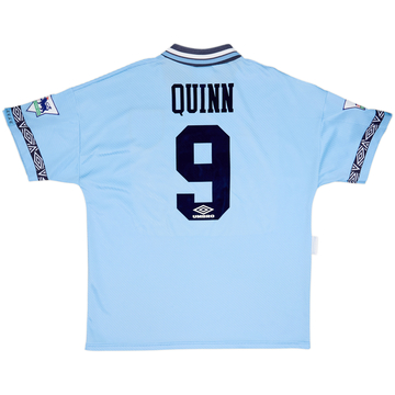 1993-95 Manchester City Home Shirt Quinn #9 - 9/10 - (XL)