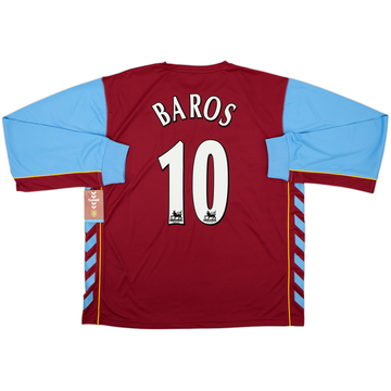 2005-06 Aston Villa Home L/S Shirt Baros #10 (XL)
