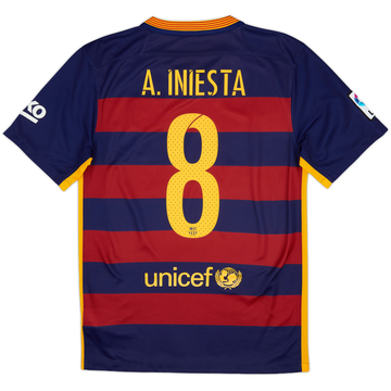 2015-16 Barcelona Home Shirt A.Iniesta #8 - 6/10 - (S)