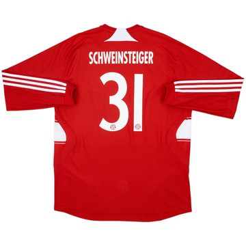 2008-09 Bayern Munich Player Issue Home L/S Shirt Schweinsteiger #31 - 8/10 - (XL)