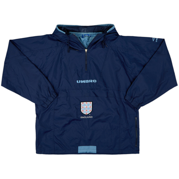 1998-00 England Umbro 1/4 Zip Hooded Rain Jacket - 9/10 - (S)