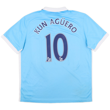 2015-16 Manchester City Home Shirt Kun Aguero #10 - 7/10 - (XL)