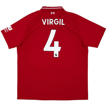 2018-19 Liverpool Home Shirt Virgil #4 - 8/10 - (XL)