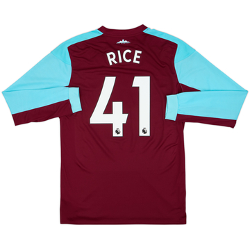 2017-18 West Ham Home L/S Shirt Rice #41 - 9/10 - (M)