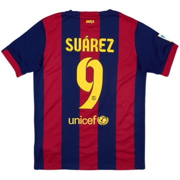 2014-15 Barcelona Home Shirt Suarez #9 - 10/10 - (L.Boys)