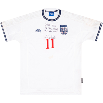 1999-01 England Match Issue Signed Home Shirt #11 (Dyer)