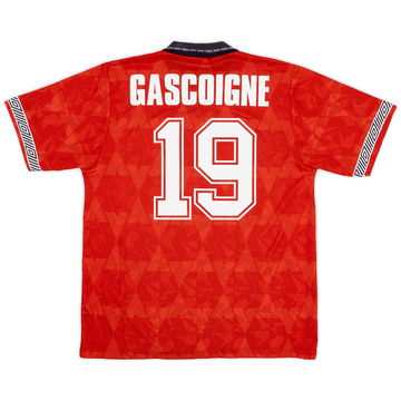 1990-93 England Away Shirt Gascoigne #19 - 7/10 - (L)
