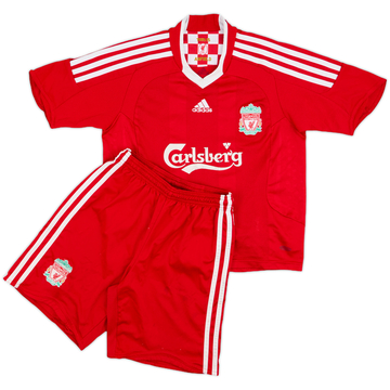 2008-10 Liverpool Home Shirt & Shorts Gerrard #8 - 6/10 - (S.Boys)