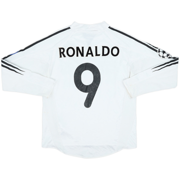 2004-05 Real Madrid Home L/S Shirt Ronaldo #9 - 5/10 - (L.Boys)