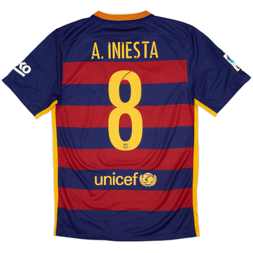 2015-16 Barcelona Home Shirt A.Iniesta #8 - 6/10 - (S)