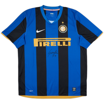 2008-09 Inter Milan Signed Home Shirt - 6/10 - (L)