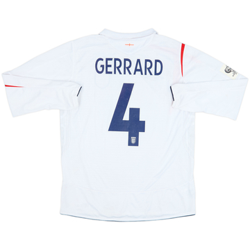 2005-07 England Home L/S Shirt Gerrard #4 - 5/10 - (L)