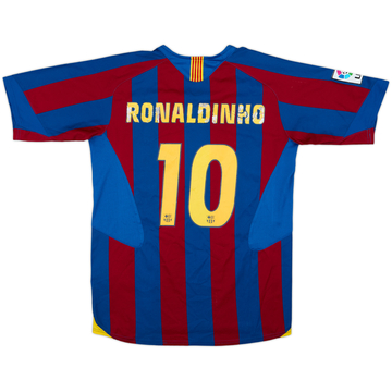 2005-06 Barcelona Home Shirt Ronaldinho #10 - 6/10 - (XL.Boys)