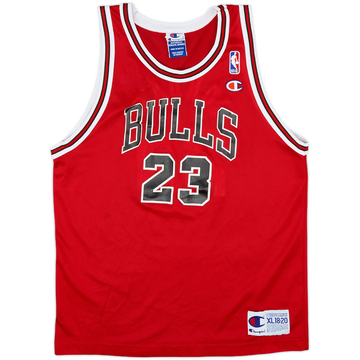 1995-98 Chicago Bulls Jordan #23 Champion Away Jersey - 9/10 - (XL.Boys)