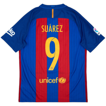 2016-17 Barcelona Home Shirt Suarez #9 - 10/10 - (M)