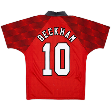 1996-98 Manchester United Home Shirt Beckham #10 - 8/10 - (Y)