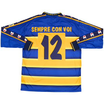 2002-03 Parma Básico Local Manga Larga Camiseta Sempre Con Voi #12 (XL)