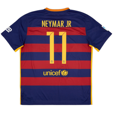 2015-16 Barcelona Home Shirt Neymar Jr #11 - 8/10 - (XL)