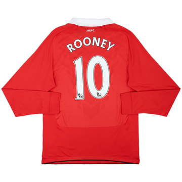 2010-11 Manchester United Home L/S Shirt Rooney #10 - 8/10 - (M)