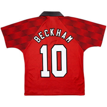 1996-98 Manchester United Home Shirt Beckham #10 - 8/10 - (Y)