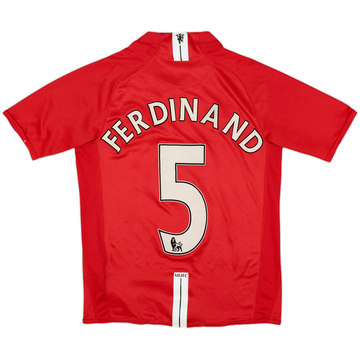 2007-09 Manchester United Home Shirt Ferdinand #5 - 8/10 - (XL.Boys)
