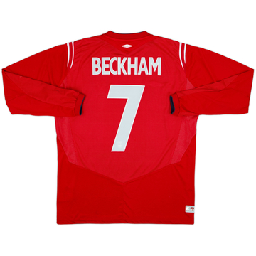 2004-06 England Away L/S Shirt Beckham #7 - 7/10 - (L)