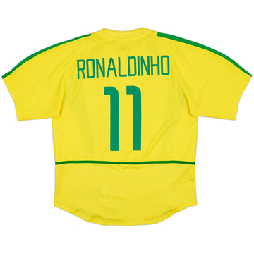 2002-04 Brazil Home Shirt Ronaldinho #11 - 8/10 - (L)