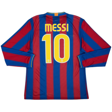 2009-10 Barcelona Player Issue Home L/S Shirt Messi #10 - 9/10 - (L)