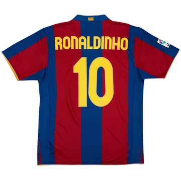 2007-08 Barcelona Home Shirt Ronaldinho #10 - 8/10 - (L)