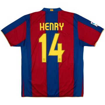 2007-08 Barcelona Home Shirt Henry #14 - 8/10 - (L)