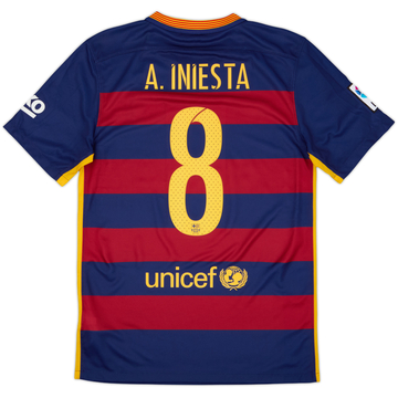 2015-16 Barcelona Home Shirt A.Iniesta #8 - 7/10 - (S)