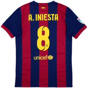 2014-15 Barcelona Home Shirt A.Iniesta #8 - 8/10 - (XL.Boys)