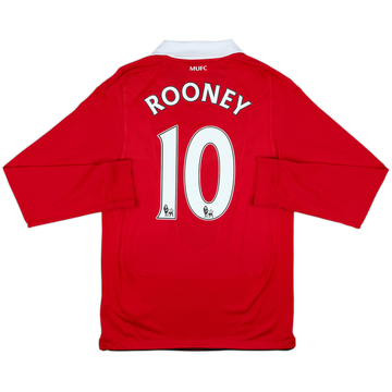 2010-11 Manchester United Home L/S Shirt Rooney #10 - 6/10 - (S)