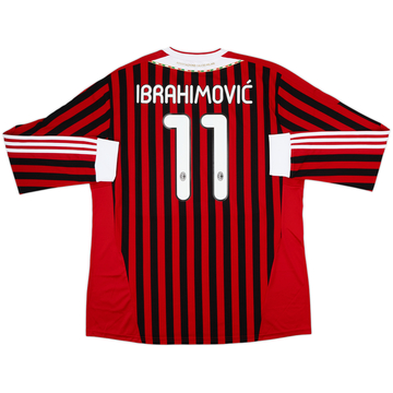 2011-12 AC Milan Home L/S Shirt Ibrahimovic #11 - 10/10 - (XXL)