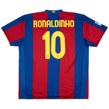 2007-08 Barcelona Home Shirt Ronaldinho #10 - 8/10 - (XXL)