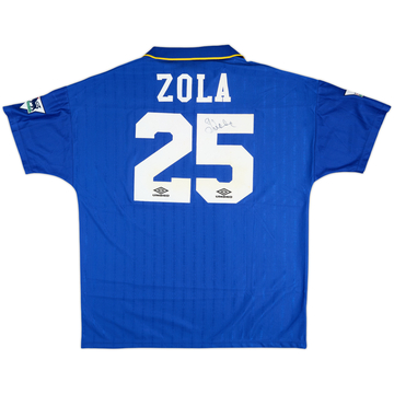 1996-97 Chelsea Signed Home Shirt Zola #25 - 8/10 - (XL)