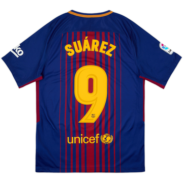 2017-18 Barcelona Home Shirt Suarez #9 - 9/10 - (S)