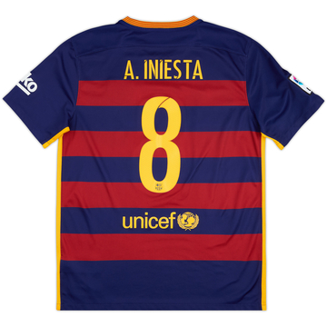 2015-16 Barcelona Home Shirt Iniesta #8 - 9/10 - (L)
