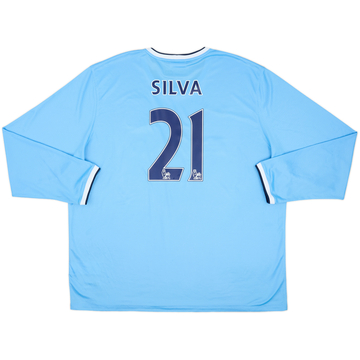 2013-14 Manchester City Home L/S Shirt Silva #21 - 8/10 - (3XL)