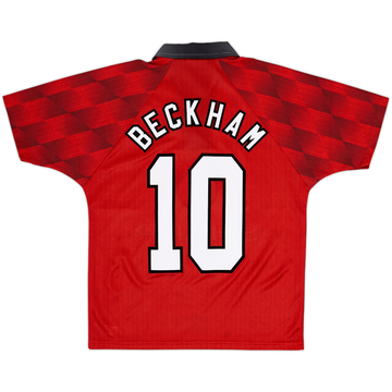 1996-98 Manchester United Home Shirt Beckham #10 - 9/10 - (Y)