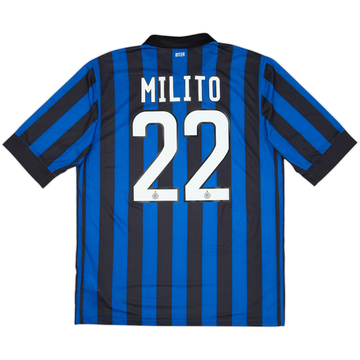 2011-12 Inter Milan Home Shirt Milito #22 - 8/10 - (L)